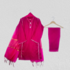 Pink Stitched 3-Piece Lawn Suit with Fancy Lace, Beaded Tassel Neckline, and Net Dupatta